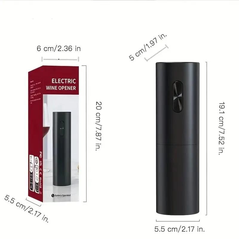 

Электрический штопор для вина, автоматический штопор с аэратором, насадкой для резки фольги, кнопка с одним нажатием, открывалка на батарейках для кухни, бара, вечеринки чёрный