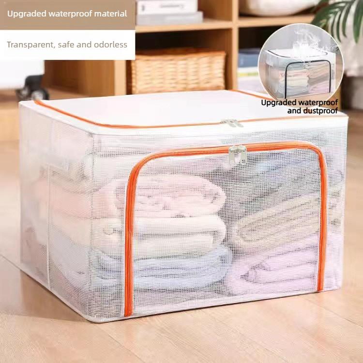 

TransparentClothing Storage Box Large Capacity Plastic WardrobeOrganizer Home Clothes Blanket Container Storage Bins Accessories