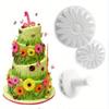 Conjunto Profissional de 3 Cortadores de Biscoito de Girassol com Êmbolo, Molde de Fondant e Molde de Mola, Molde de Bolo Assadeira para Assar e Decorar