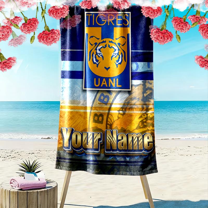 Name Custom Tigres uanl Print Beach Towel, Large Soft Quick Dry Towel for Beach Camping Swimming