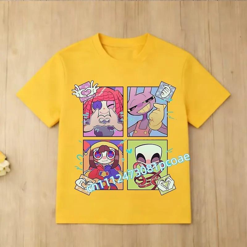 Children Short Sleeve T Shirts The Amazing Digital Circus Anime Cartoon Print Cotton Top Boys Girls Summer Casual Crew Neck Tees