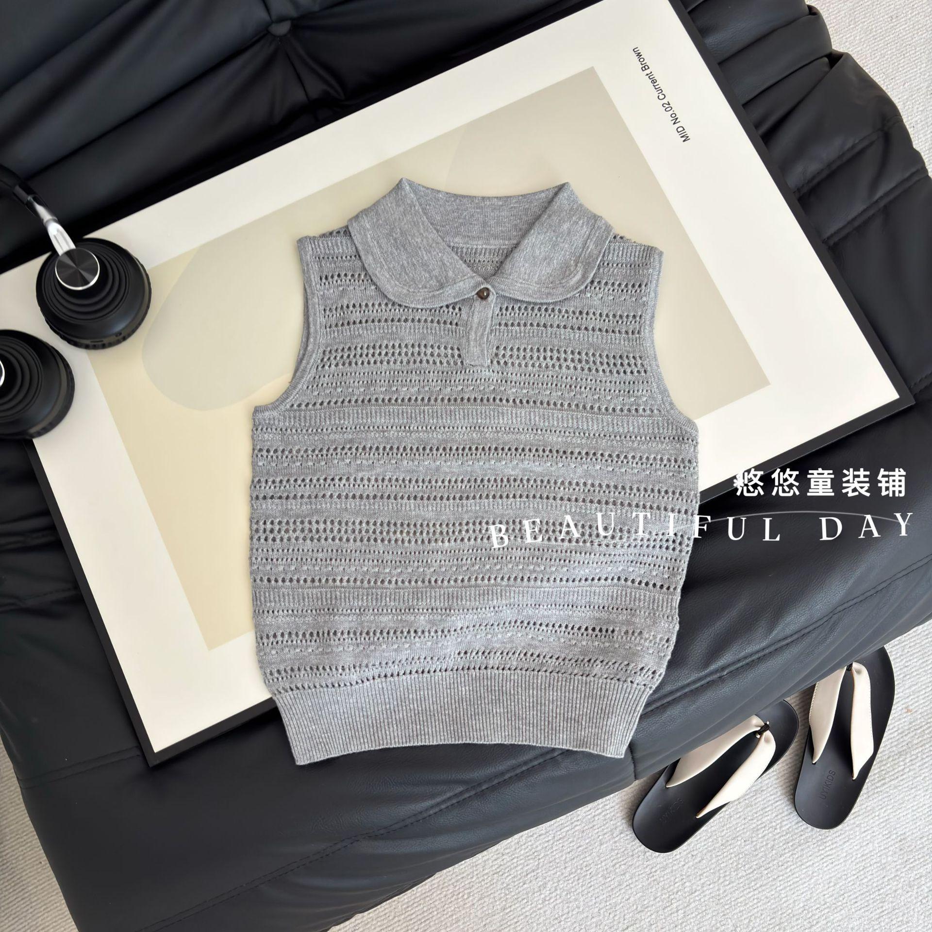 Kids Mint Green Knit Sleeveless Polo Vest Stylish Button Up Cardigan Casual Summer Top 90