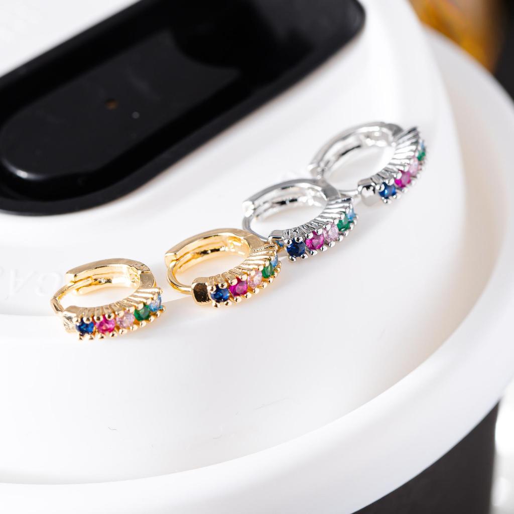 Colored Cubic Zirconia Hoop Earrings: Light Luxury Designer Jewelry for Women