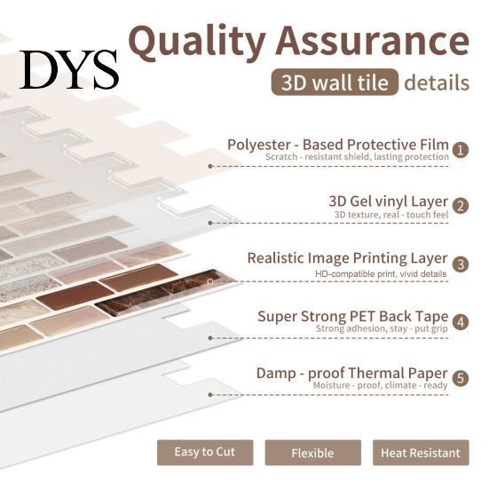 Self-adhesive Mosaic Wall Tiles 3D Gel Faux Stickers, Easy Peel & Stick Backsplash Tile Background Decoration Vintage Brick Wallpaper for Kitchen,