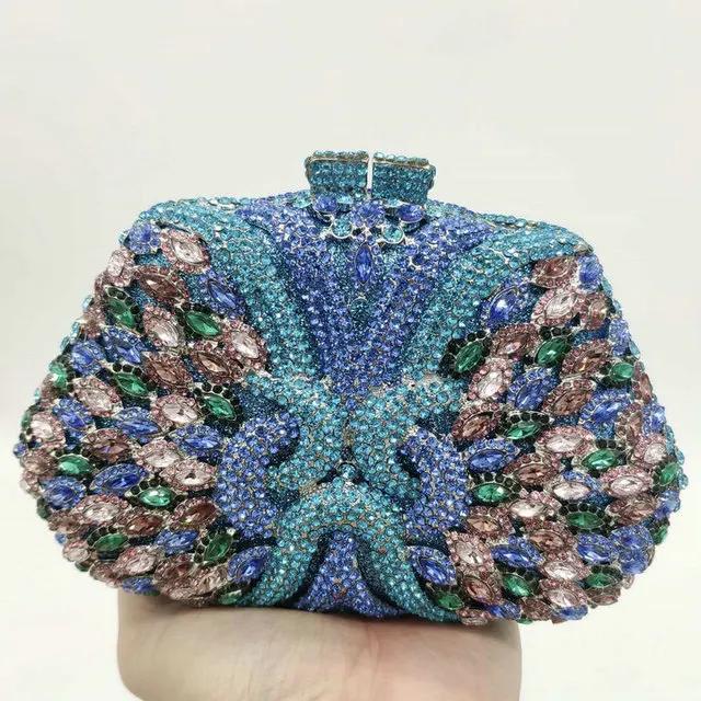 

Boutique De FGG (in stock) Multicoloured Women Crystal Bags Evening Clutches Purses Party Cocktail Rhinestone Minaudiere Handbag Mini Clutch