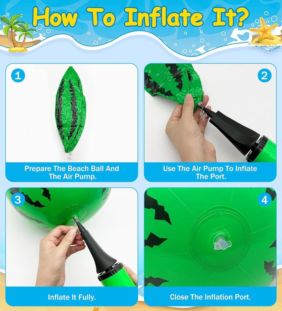 Huang Yem Beach Ball, Water Toy, Watermelon Ball, 36cm, Perfect for Water Play, Bathing, Outdoors, Summer, Events, Travel, Summer Vacation, Resorts,