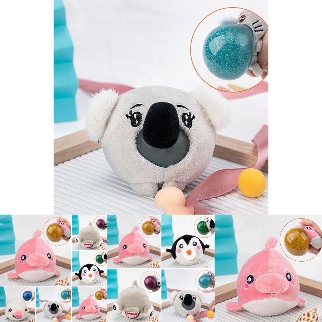 3.14in Cute Animal Anti-stress Squeeze Ball Plush Toy For Tactile Stimulation And Focus