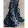 Elegantes ärmelloses Westenkleid mit digitalem Druck, breitem Saum und Rundhalsausschnitt
