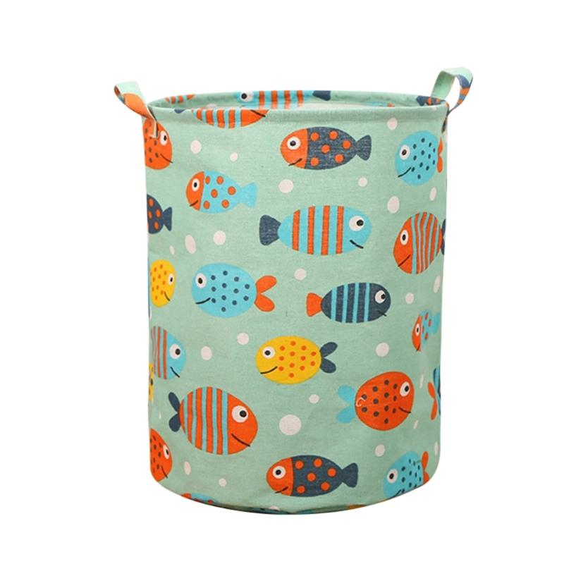 Foldable Laundry Storage Basket Organiser Cotton Linen Laundry Storage Bag for Dirty Clothes Children Room Bathroom