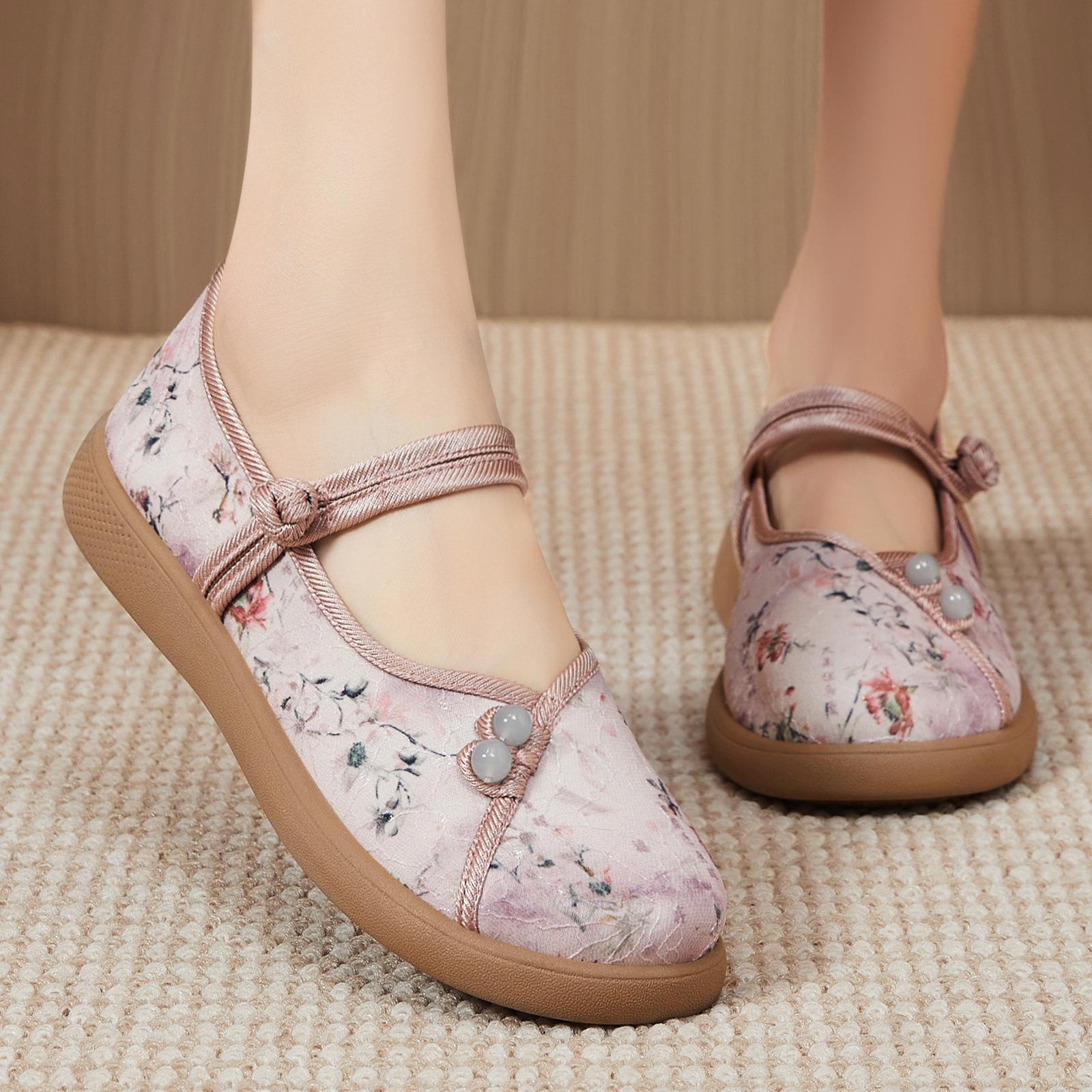 

Женская обувь, Новые мамины туфли в этническом стиле, Легкие туфли на мягкой подошве, Туфли на плоской подошве 36 розовый