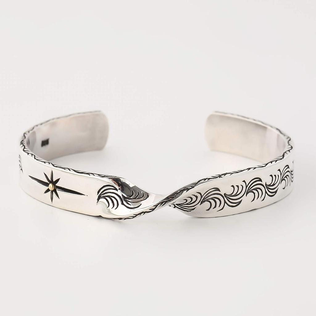 Silver 925 Bangle Bracelet for Men Sun Arabesque [cmy select] (04 D)