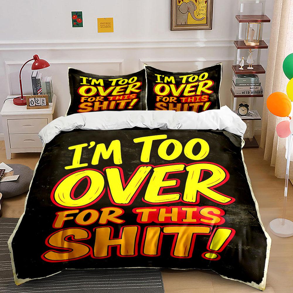 Bold text graphic design. Bedding sets Duvet cover sets Duvet covers Pillowcases(1 * Duvet Cover 2 * Pillowcases, without duvet insert)