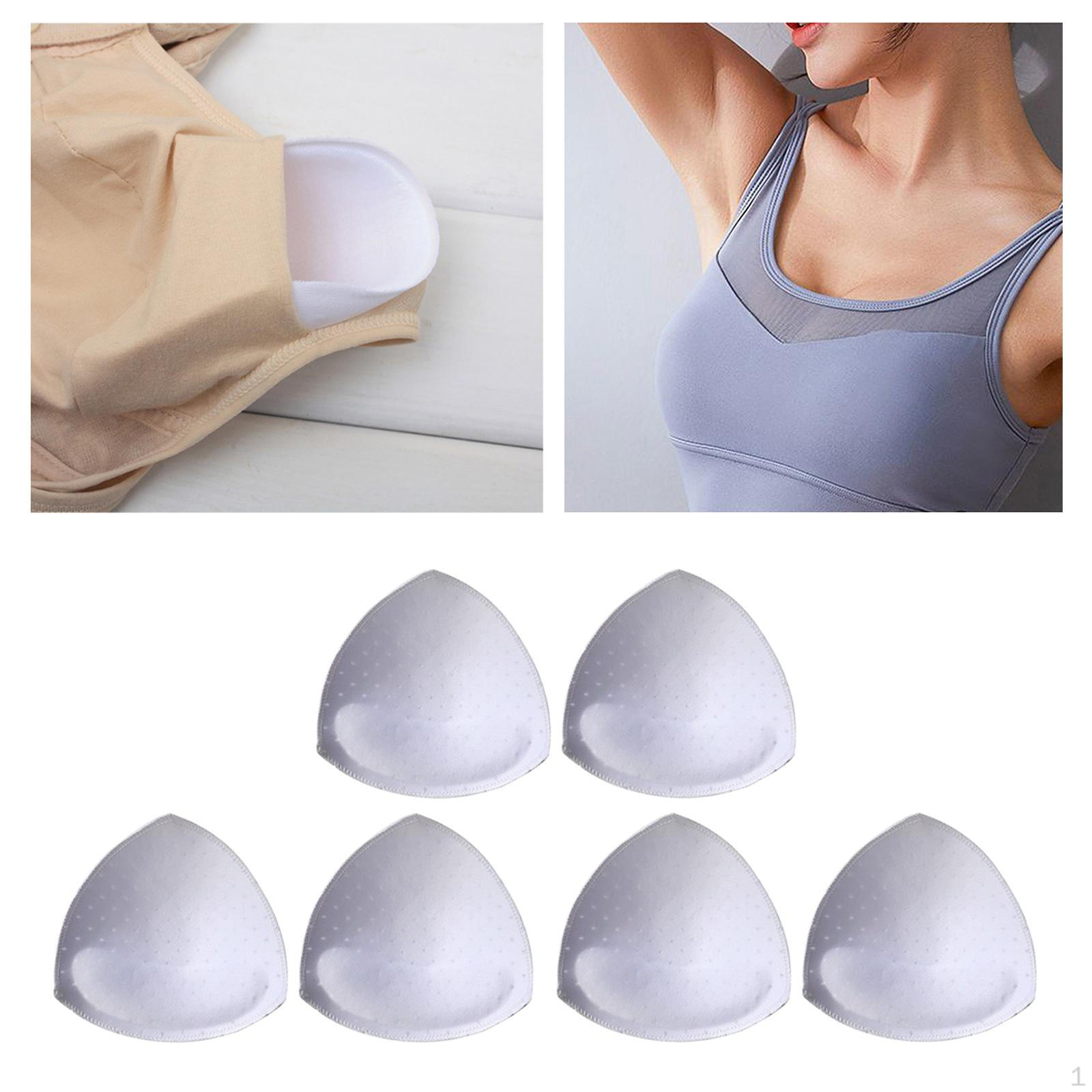 

3 Pair Women Triangle Bra Inserts Pads, Cups Inserts, Removable Pads for Bikini Swimsuit White