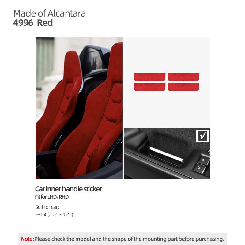 Made of Alcantara Betterhumz For Ford F-150 SVT Raptor -2025 Car Inner Door Handel Trim Stickers Decor Interior Accessories