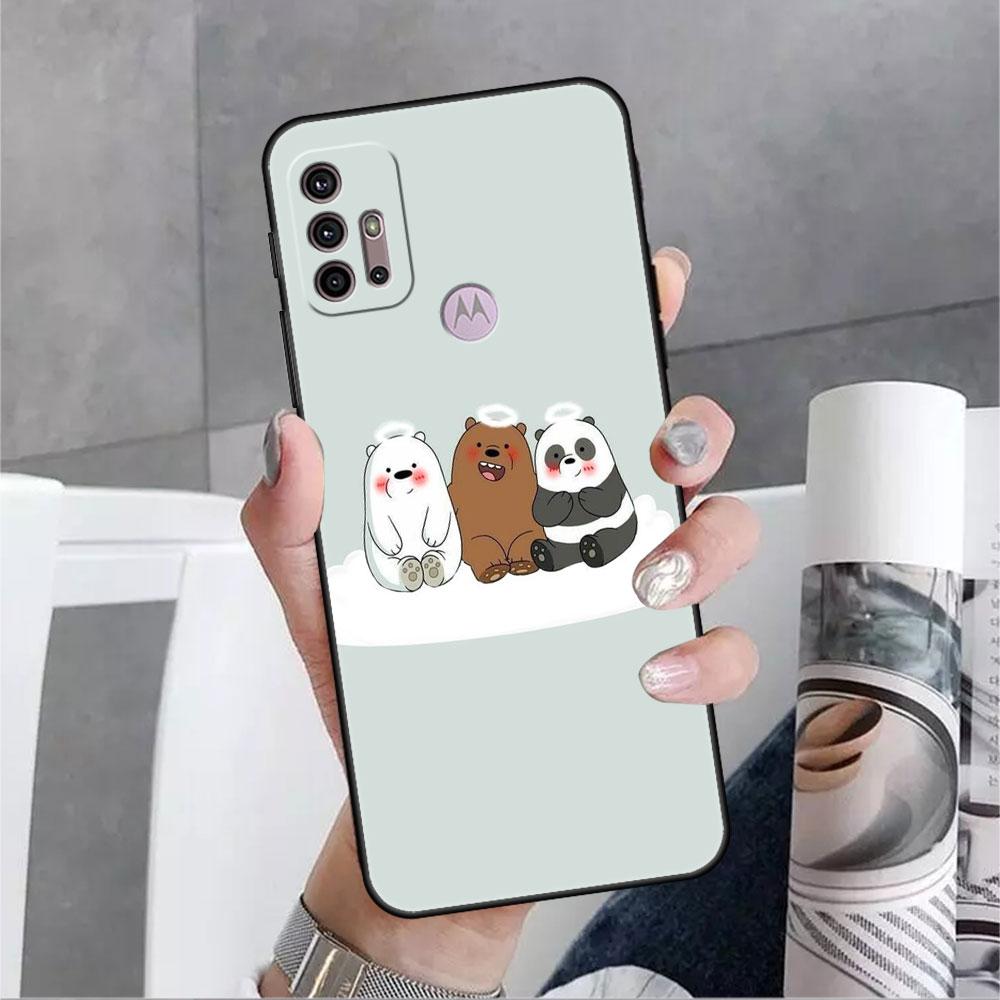 Roztomilé pouzdro We Bare Bears pro Motorola G30 G60 Edge 20 G9 G22 G8 Power G31 G500 G50 30 Pro Black Capas pro měkký telefon