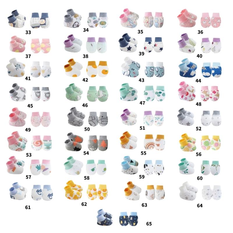 No Scratch Mittens Socks Set Toddler Mitts Baby Mittens Cotton Gloves Footwear Baby Breathable Gloves for Boys Girls