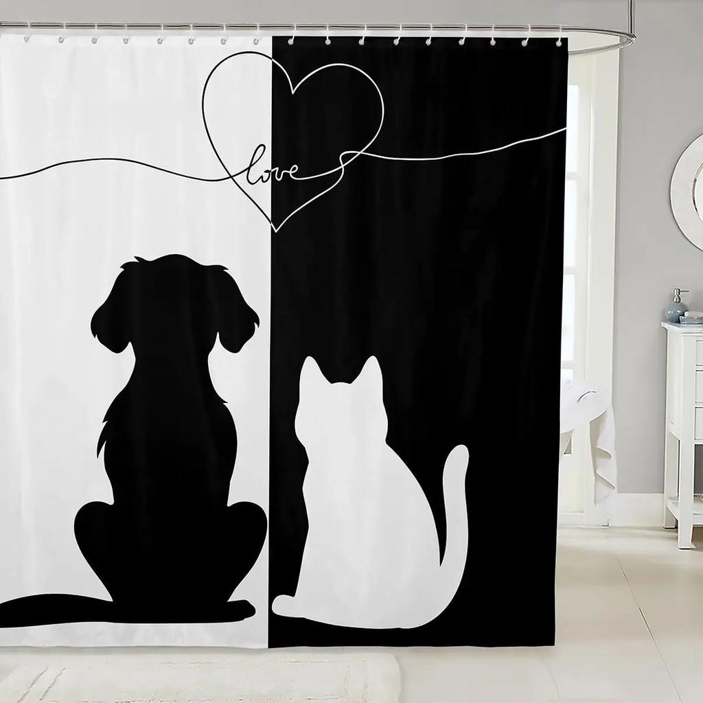 Blu-ray Drum Kit Decorative Home Bathroom Shower Curtain Black Bathroom Decoration Hook Waterproof, 180x180cm