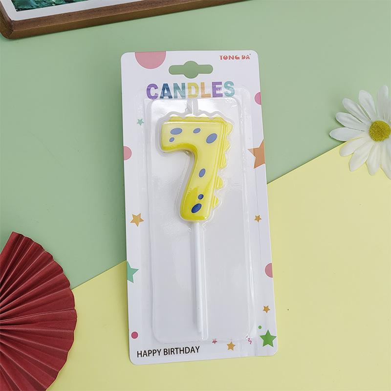 Colorful Dinosaur Number Birthday Candles for Kids' Party Cake Decorations