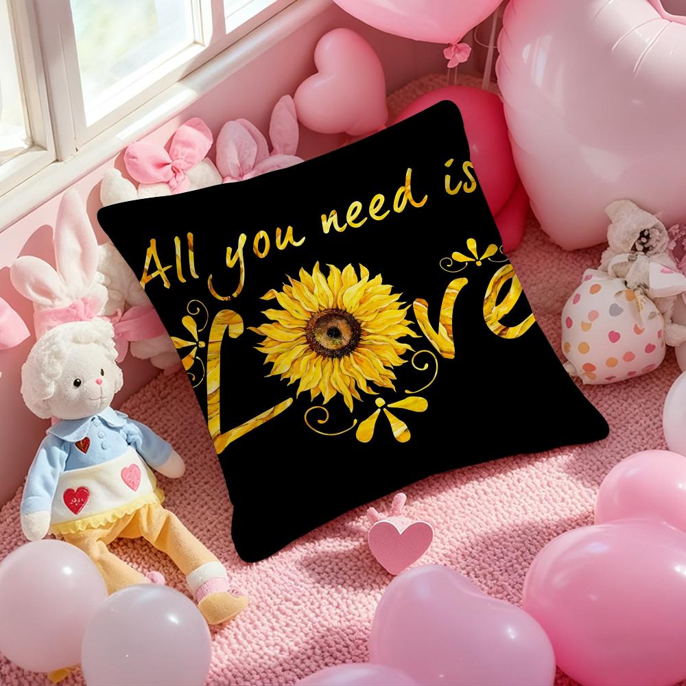 Sunflower Patterns Series Pillow Case Soft Plush Fabric Double-Sided Printed Cushion Cover Warm Winter Sofa Pillow Case