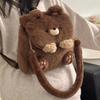 Mochila de Urso Fofa Desenho Animado Bolsa de Armazenamento de Grande Capacidade Bolsa Transversal para Estudante Mochila de Urso de Pelúcia, para Adolescente, Para Adolescente