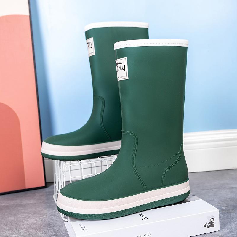 

Новая корейская версия модной личности интернет-знаменитости контрастные резиновые сапоги для мужчин и женщин летние уличные водонепроницаемые резиновые сапоги для родителей и детей 44