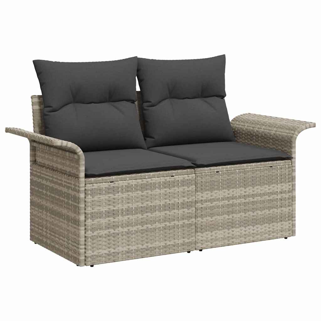 Garden Sofa Set with Cushions 8 pcs Light Grey Poly Rattan