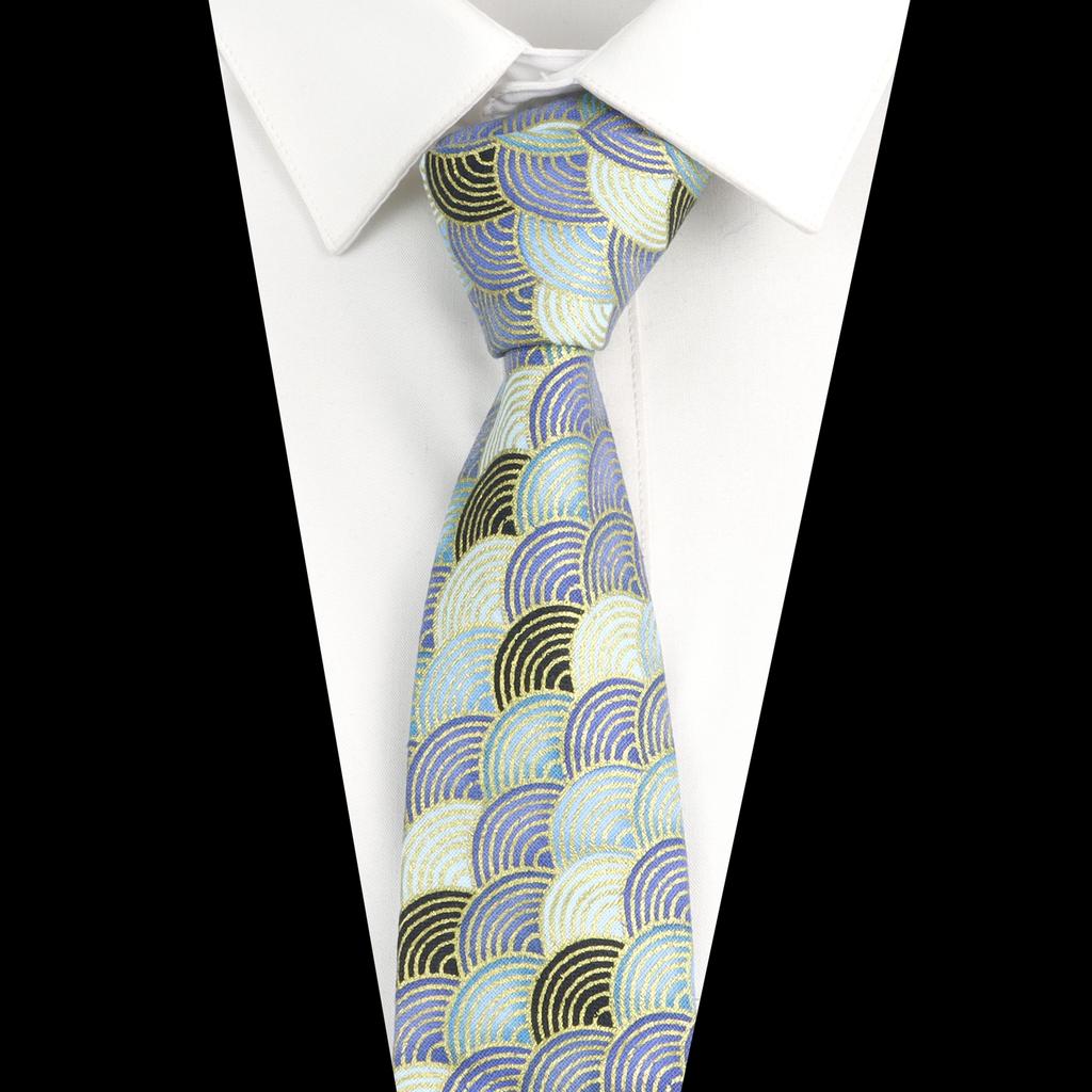 Men's Fashion Multi-color Linen Tie Sea Wave Fish Scale Pattern Tie Wedding Party Gift Daily Wear High Quality 7cm Golde Necktie