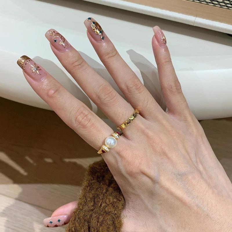 Gypsy Star Hammer Pattern Crushed Ice Ice Ring Super Flash Advanced Light Luxury Temperament Stacked Wearing Exquisite Simple Index Finger Ring