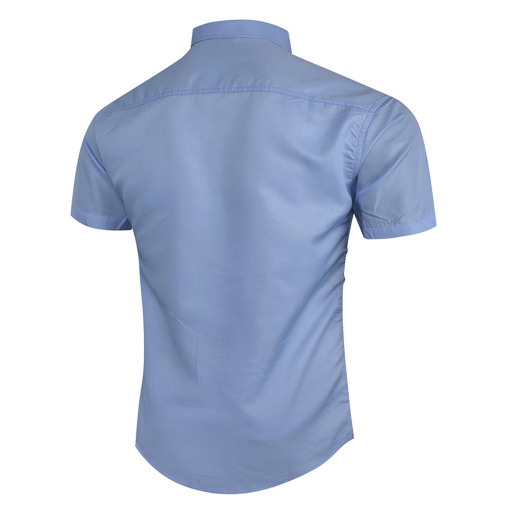 Herren Sommer Einfarbig Slim Fit Hemden Herren Business Mode Lässig Kurzarmhemden