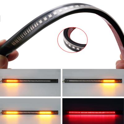 48LED Motorrad Lichtleiste Streifen Rück-Blinkerlicht & TFL Amber Weiß Moto Blinker Ring Gabel Streifen Lampe Blinker 12V