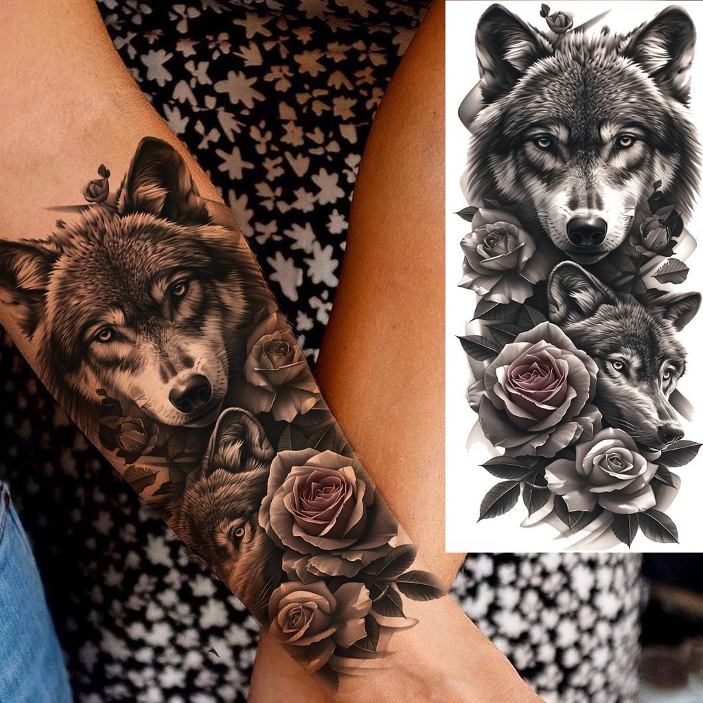 1 Sheet Bravery Tiger Temporary Tattoos For Men Adults Women Waterproof Fake Tattoo Sticker Disposable Washable Tatoo Decoration