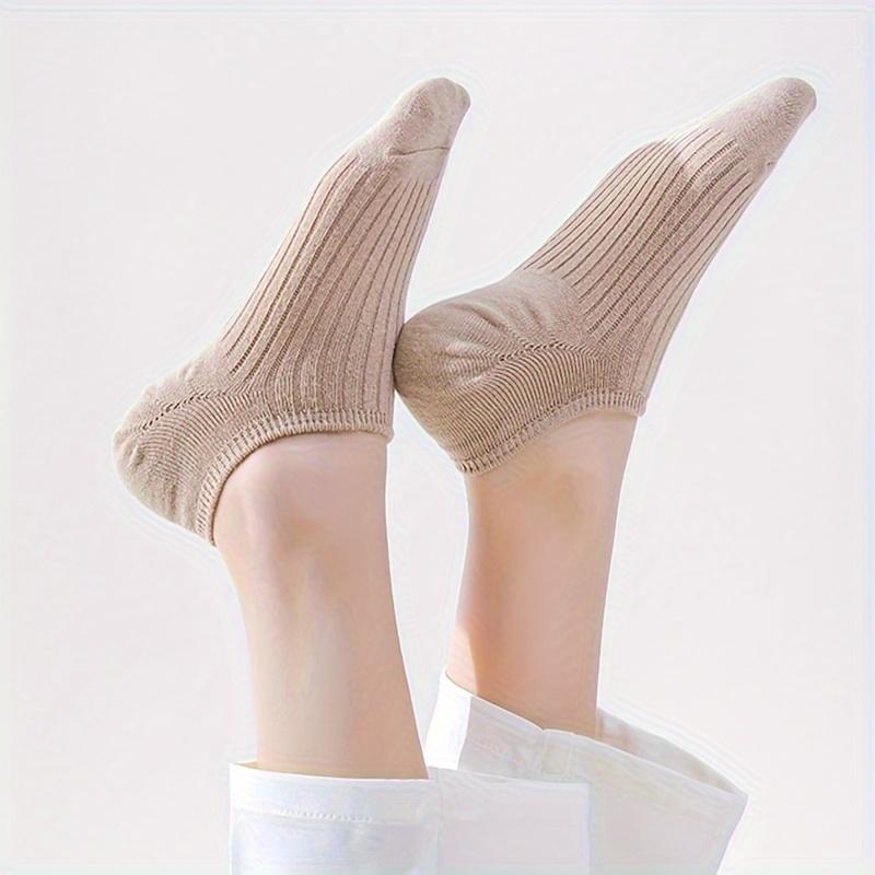 6 Pairs of New Fashionable Women's Summer Solid Color Striped Knitted Short Socks Multifunctional Four Season Women's Boat Socks