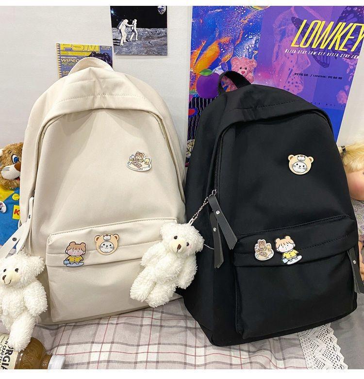 Solidcolor Backpack Shoulder Bag High School Students Junior High Unisex Gift