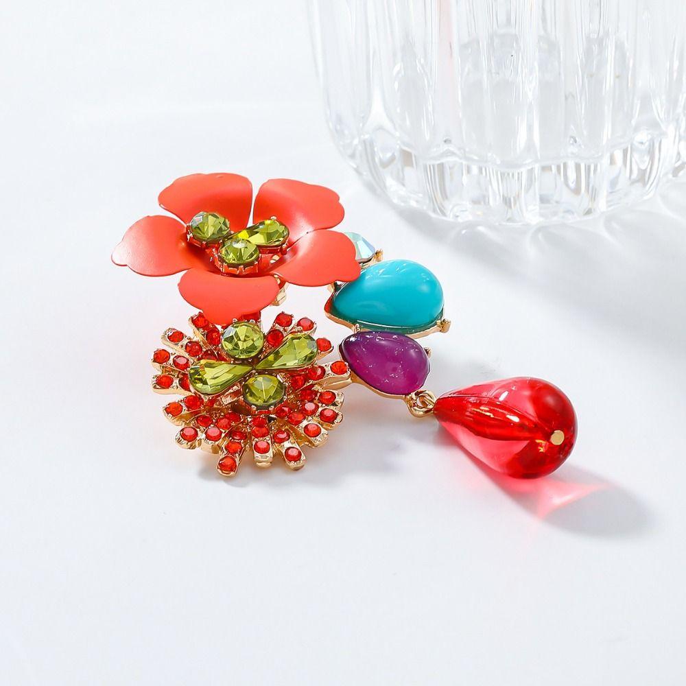 Bohemia Resin Flower Earrings Beads Women Earrings Water Droplet Long Earrings  Daily Wear