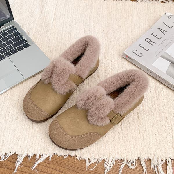 Fashion Casual Woman Shoe Slip-on  Loafers Fur Moccasin Winter Retro Slip On New Slip On Shoes for Women Casual Female Sneakers Loafers