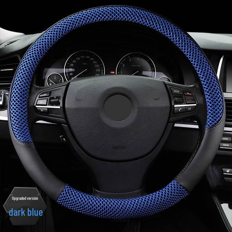 

Кожаная накладка на руль CFZ в форме полумесяца - Спортивный аксессуар для салона автомобиля на все сезоны Black-Blue