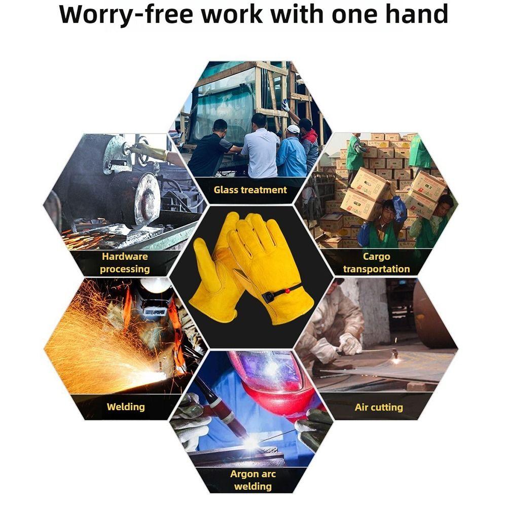 With Adjustable Wrist Rope Outdoor Work Gloves Heat Resistant Labor Gloves  Safety Supplies