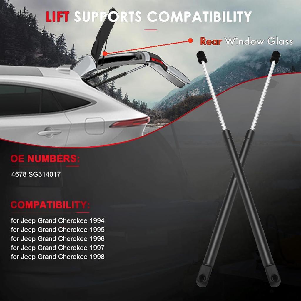 Rear Window Glass Lift Supports Windshield Struts Shocks Gas Springs Replacement Parts 4678 SG314017 for 1994-1998 for Jeep Grand Cherokee