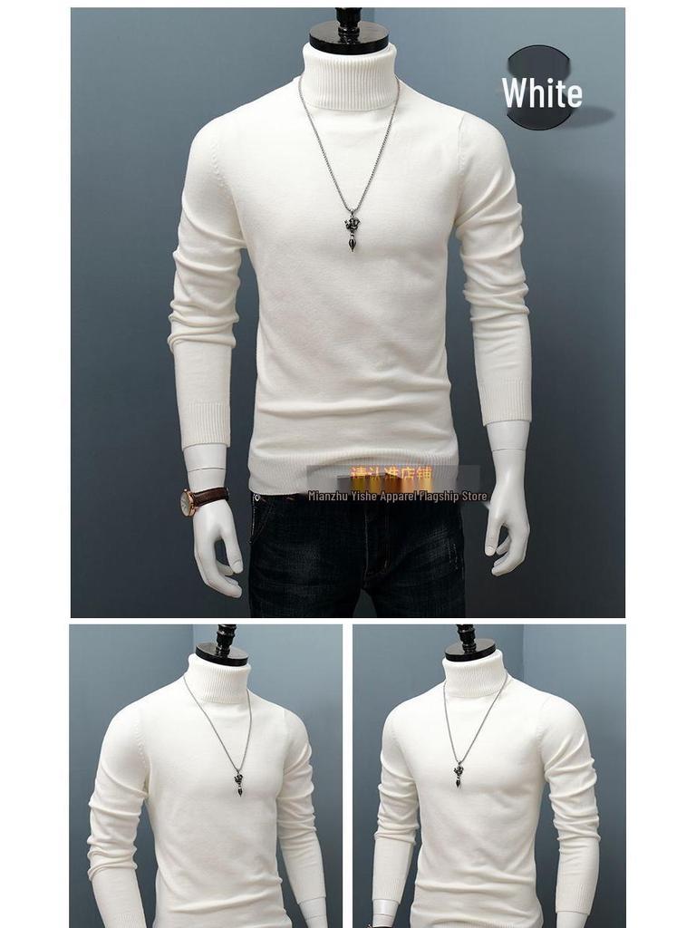 Men's Korean Style Turtleneck Knitted Sweater: Autumn/Winter Thick, Trendy, Plus Size Loose Pullover.