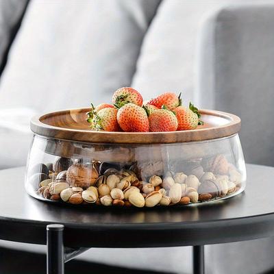 1 stück Lebensmittelbehälter Kreative Glas Frischhaltedosen Mit Holzdeckel Küche Snack Jat Obstbehälter Bonbonglas Mutter Kleinigkeiten Aufbewahrungsorganisator F