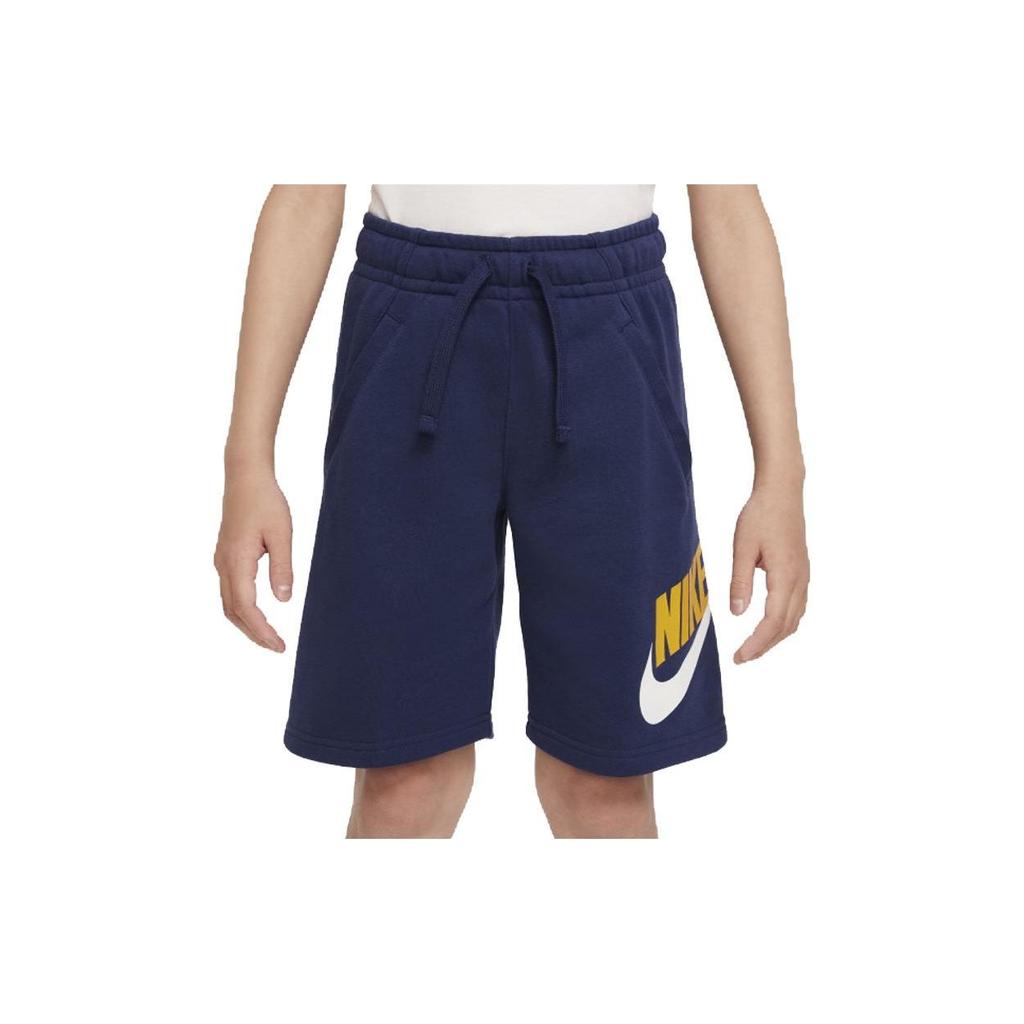 Nike Sportswear Club Fleece Printed Letter Logo Drawstring Straight-Leg Shorts Kids Bottoms Blue CK0509-411
