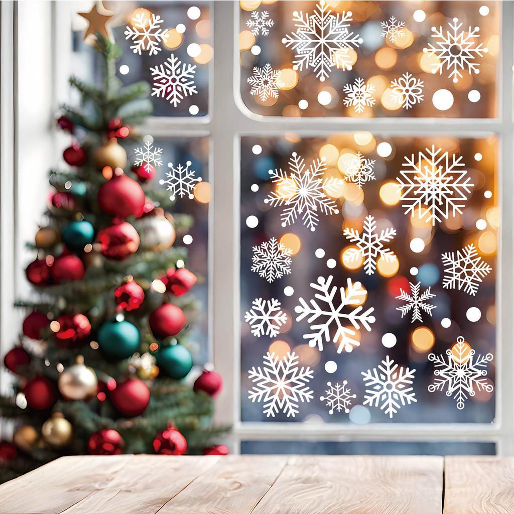 Christmas Snowflake Window Clings Stickers Santa Claus Reindeer Wall Glass Sticker Xmas Decorations Navidad 2025 Home Decor Noe