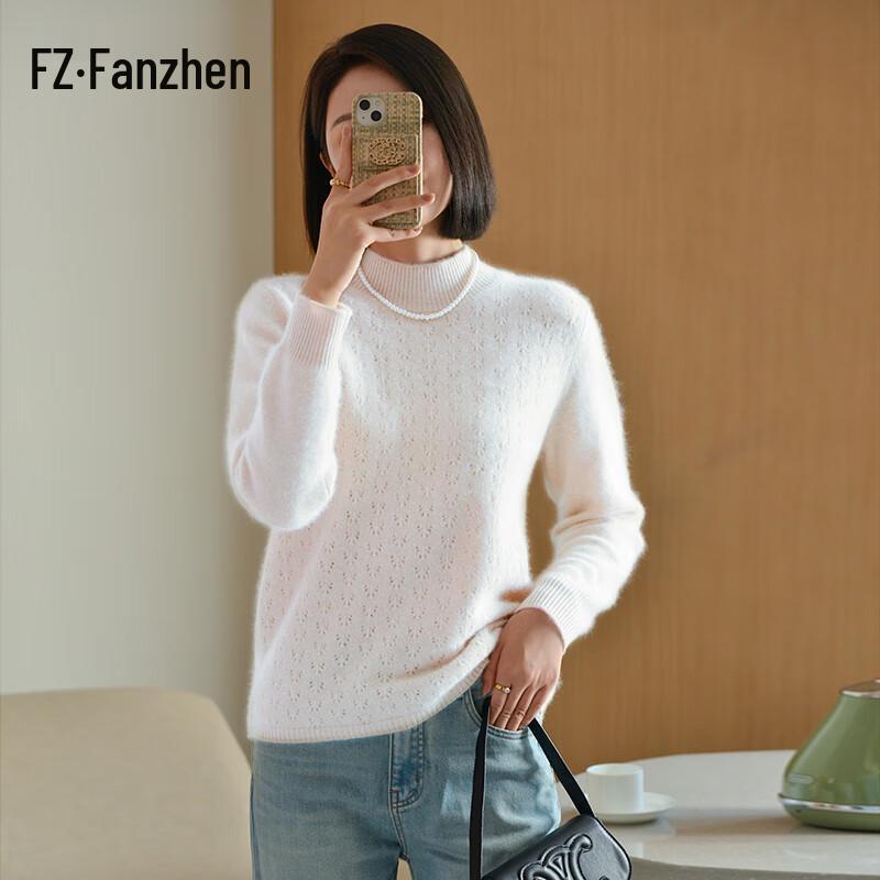 

Fanzhen Женский свитер из 100% шерсти ажурной вязки M