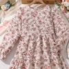 Girl Long Sleeves Floral Print Dress Children Kid Casual Princess Dresses Clothes