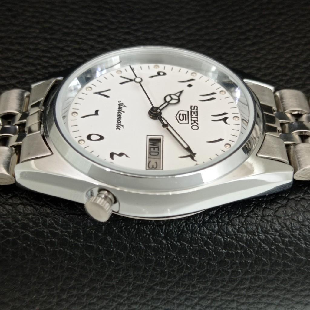 VINTAGE REFURBISHED SEIKO 5 AUTOMATIC JAPAN MENS WHITE DIAL WATCH A445981-1