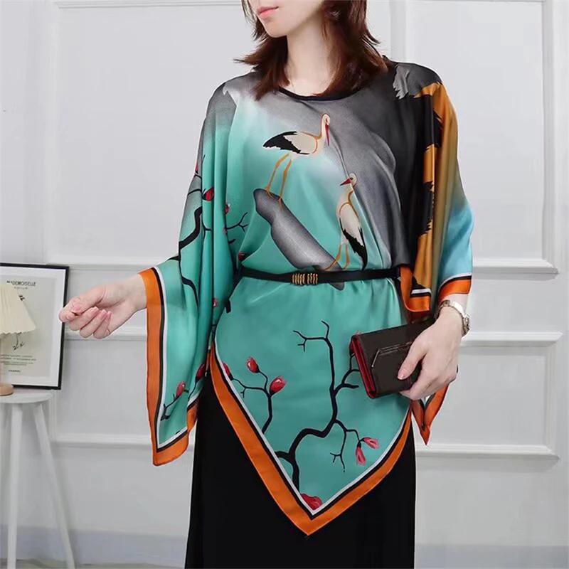 2025 Shawls Summer Beach Sexy Women Fashion Print Chiffon Smock Bikini Cover Up Loose Blouse Sunscreen Comfortable Poncho Hot