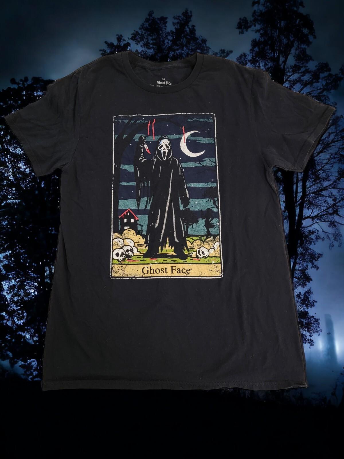 Ghost Face Medium Black Short Sleeve The Icon Of Halloween Unisex T-Shirt S