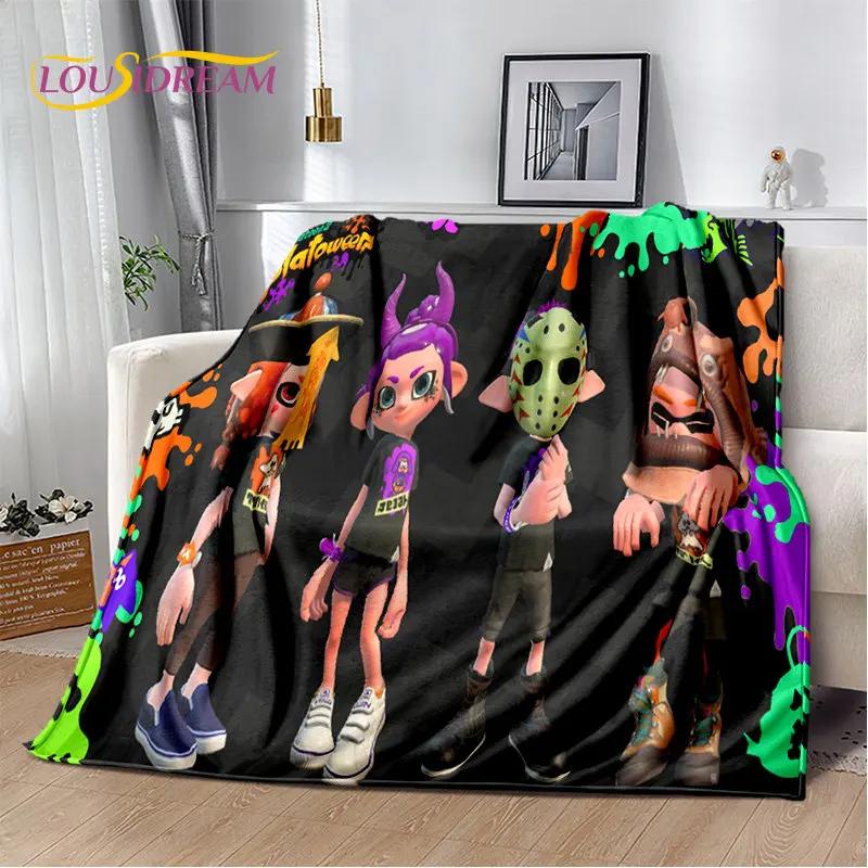 Oyunlar, Splatoon, Karikatür Yumuşak Peluş Battaniye, Flanel Battaniye Oturma Odası Yatak Odası Yatak Kanepe Piknik Örtüsü için Battaniye Atmak Bettdecke