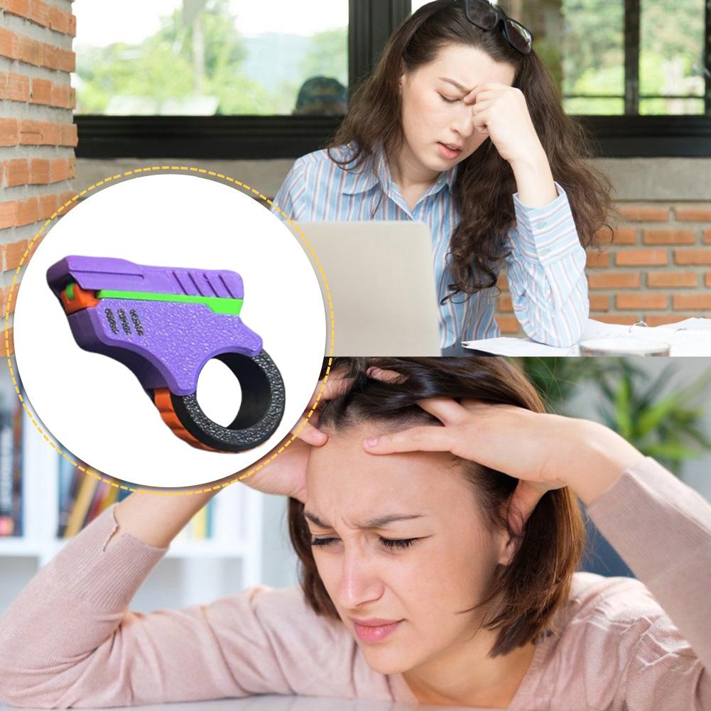 3D Printed Office Desk Toys Effective Stress Reduction Gun Shape Fidget Ring Adult Fidget Toys for Anxiety and ADHD Sufferers