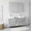 Bathroom Furniture Set 4 Pcs Concrete Grey Engineered Wood and Glass